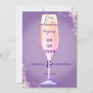 Elegante Lavender Lila Bubbly Champagne Wedding Save The Date