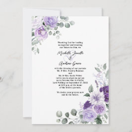 Elegante Lavender Lila Wasserfarbenhochzeit Einladung