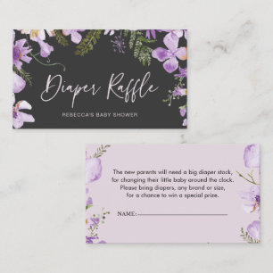 Elegante Lavender Lilac Blume Diaper Raffle Card Visitenkarte