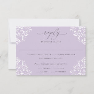 Elegante Lavender Lilac Vintag Classic Wedding RSVP Karte