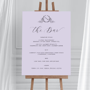 Elegante Lavender Monogram Bar Wedding Sign Poster