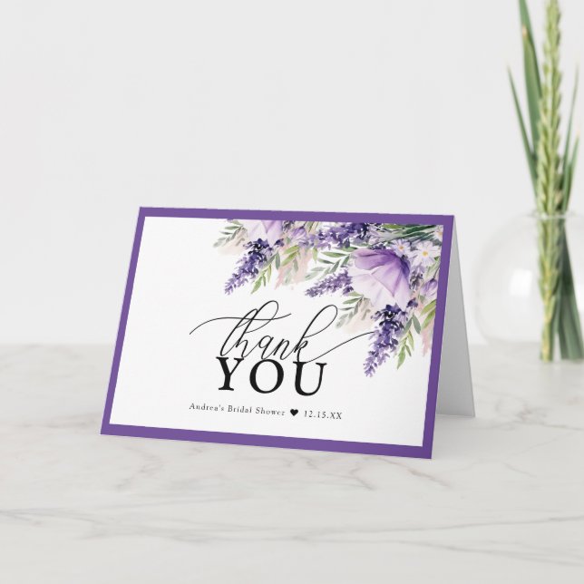 Elegante Lavender Purple Flowers Danke (Vorderseite)
