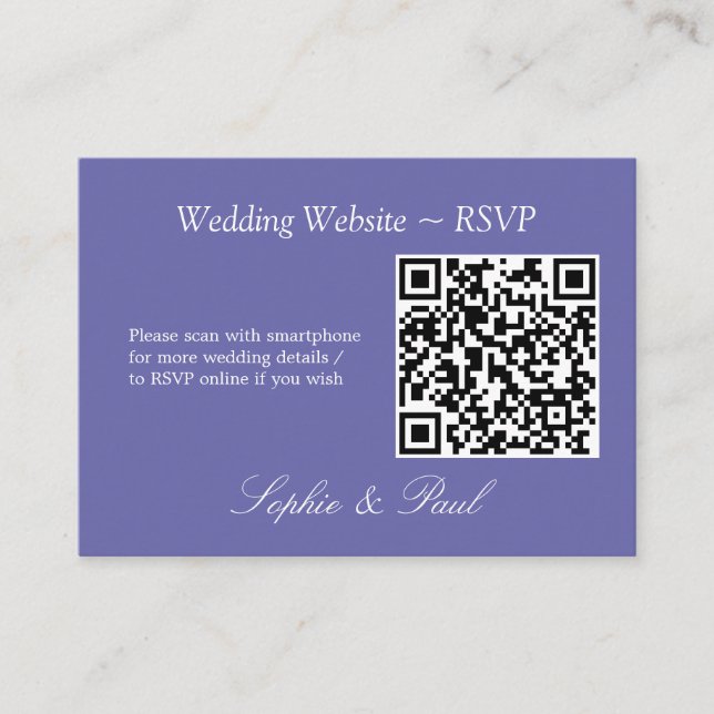 Elegante Lavender QR Code Website RSVP Card Begleitkarte (Vorderseite)