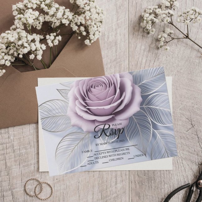 Elegante Lavender Rose Hochzeit-RSVP-Karten RSVP Karte (Von Creator hochgeladen)
