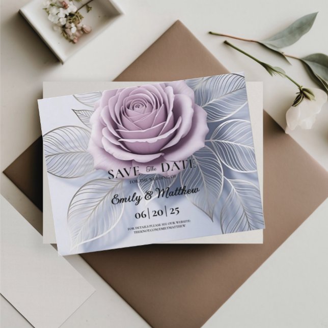 Elegante Lavender-Rose Hochzeit speichern das Datu Ankündigungspostkarte (Von Creator hochgeladen)