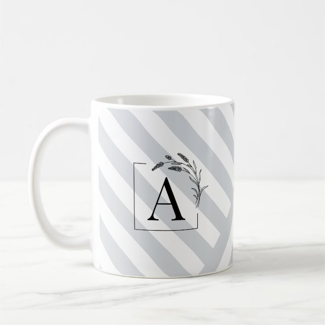 Elegante Lavender Sprigs Monogram-Tasse Kaffeetasse (Links)