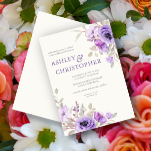 Elegante Lavender Watercolor Floral Bouquet Weddin Einladung
