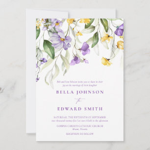 Elegante Lavender Watercolor Floral Wedding Einladung