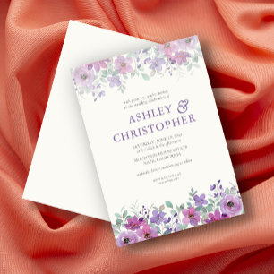 Elegante Lavender Watercolor Floral Wedding Einladung