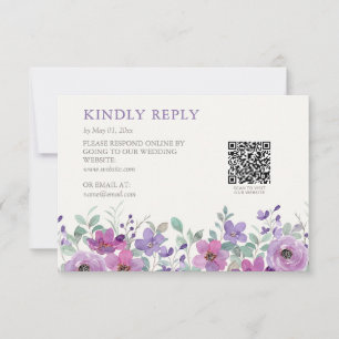 Elegante Lavender Watercolor Floral Wedding RSVP Karte