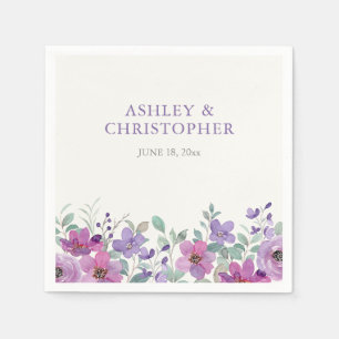 Elegante Lavender Watercolor Floral Wedding Serviette
