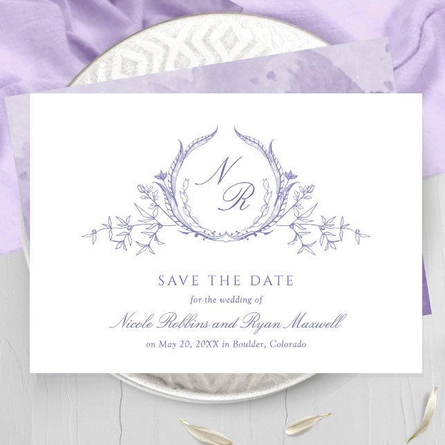 Elegante Lavender Watercolor Monogram Calligraphie Save The Date (Von Creator hochgeladen)