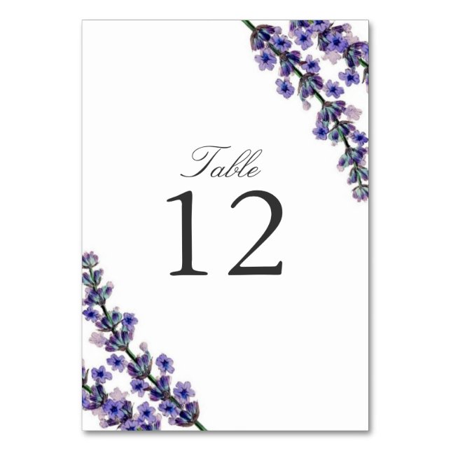 Elegante Lavender Wedding Tischnummer Card (Vorderseite)