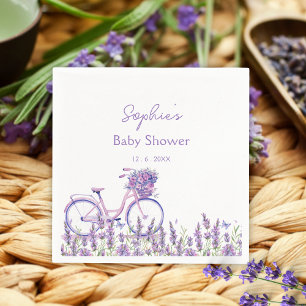 Elegante Lavender Wildblume Bicycle Baby Shower Serviette