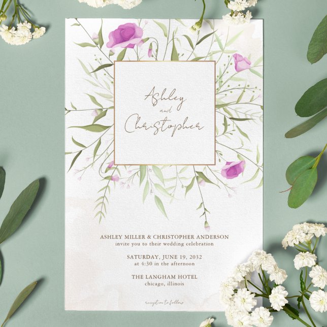 Elegante Lavender Wildblume Frame Wedding Einladung (Von Creator hochgeladen)