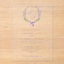 Elegante Lavender Wreath & Bow Monogram Wedding
