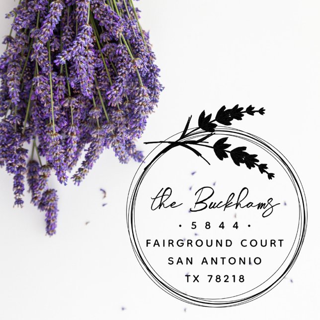 Elegante Lavender Wreath Rücksendeadresse Permastempel (Von Creator hochgeladen)