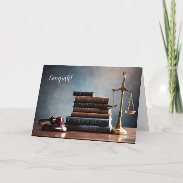 Elegante Law School Abschluss Card mit Gavel Karte (Vorderseite)