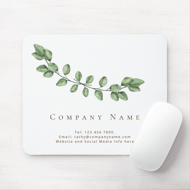 Elegante Leaf Business Name Mouse Pad Mousepad (Mit Mouse)