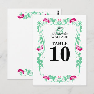 Elegante Leaf Florals & Wirbel Tischnummer Card