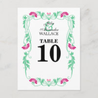 Elegante Leaf Florals & Wirbel Tischnummer Card
