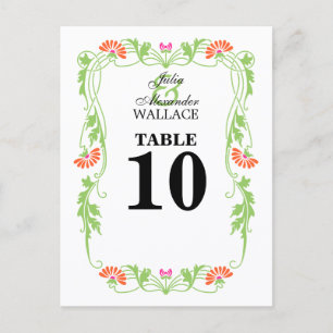 Elegante Leaf Florals & Wirbel Tischnummer Card