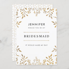 Elegante Leafy Gold Bridesmaid Einladung
