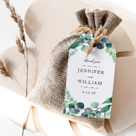 Elegante Leafy Watercolor Botanische Grüne Hochzei Geschenkanhänger