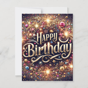 Elegante lebendige Glittre Geburtstagspostkarte Postkarte