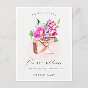 Elegante Lebendige Pink Florale Briefkasten Wir Si Postkarte