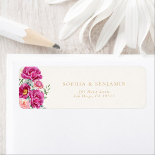 Elegante lebendige rosa florale Hochzeit-Rücksende
