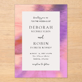 Elegante, lebendige Wüste Sunset Moderne Hochzeit Acryleinladungen