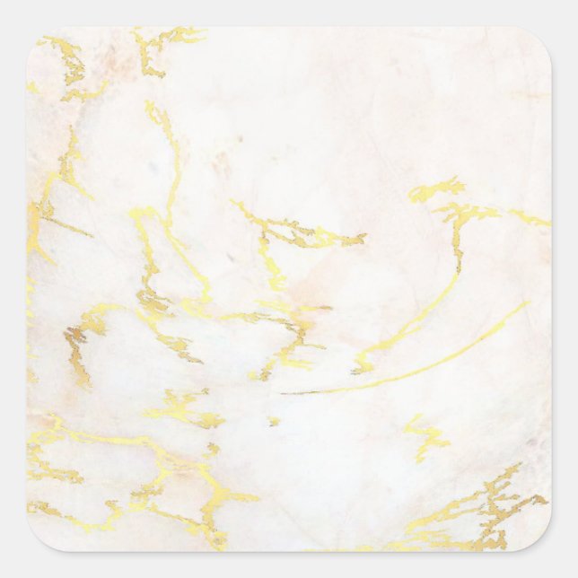 Elegante leere Vorlage Gold-Marmor Hinzufügen Ihre Quadratischer Aufkleber (Vorderseite)