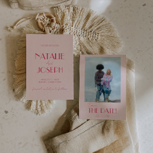 Elegante leichte tiefrosa minimalistische Foto-Hoc Save The Date