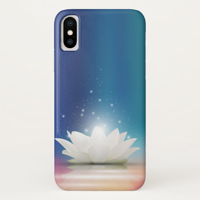 Elegante leichte weißer Lotos-/Lilien-Blume Case-Mate iPhone Hülle (Rückseite)