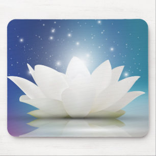 Elegante leichte weißer Lotos-/Lilien-Blume Mousepad