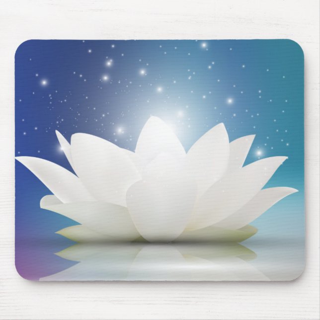 Elegante leichte weißer Lotos-/Lilien-Blume Mousepad (Vorne)