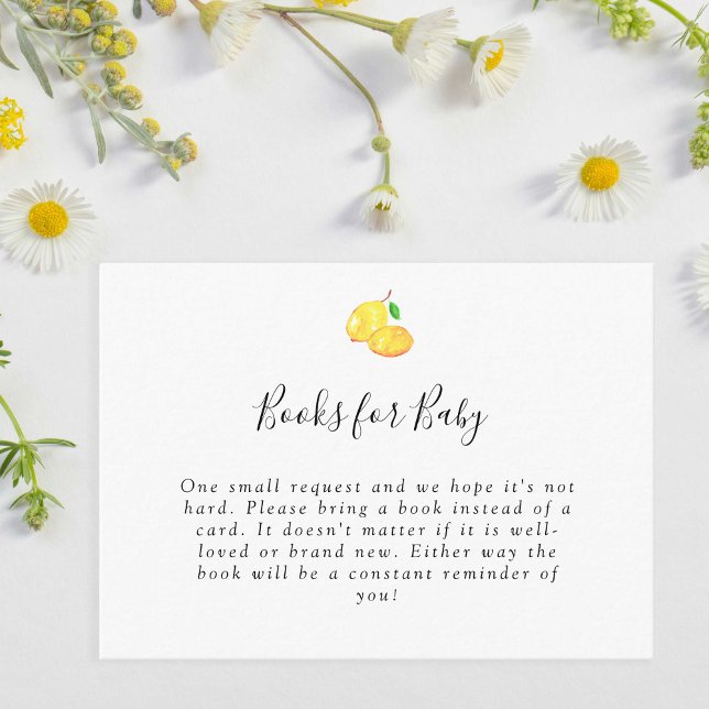 Elegante Lemon Baby Shower Book Request Card Begleitkarte (Von Creator hochgeladen)
