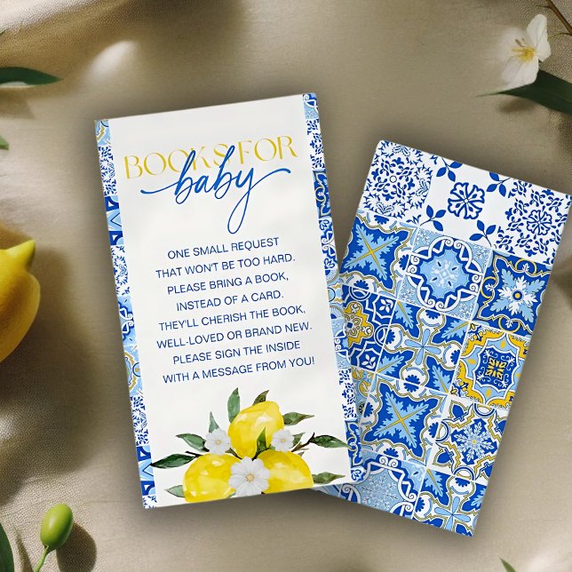 Elegante Lemon Baby Shower Books for Baby Begleitkarte (Von Creator hochgeladen)
