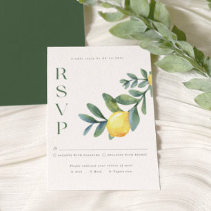 Elegante Lemon botanische Hochzeitskarte RSVP Begleitkarte