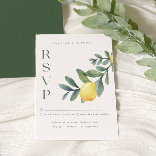 Elegante Lemon botanische Hochzeitskarte RSVP Begleitkarte (Von Creator hochgeladen)