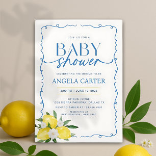 Elegante Lemon Mediterrane Babydusche Einladung