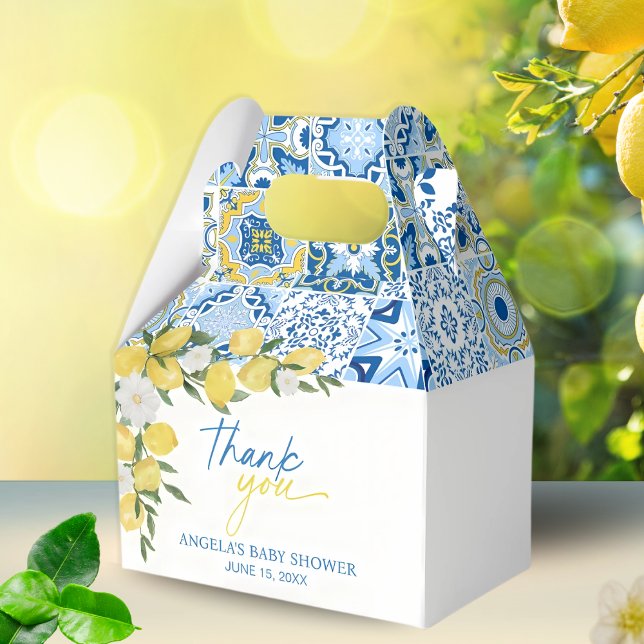 Elegante Lemon Mediterranean Baby Shower Favor Box Geschenkschachtel (Von Creator hochgeladen)
