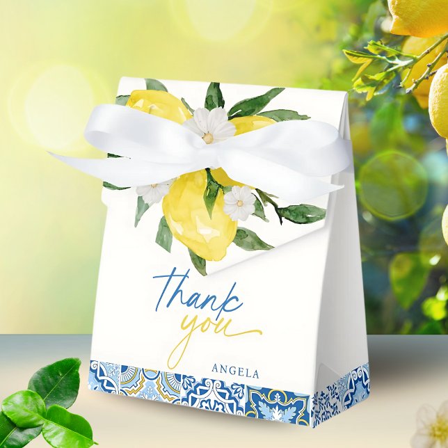 Elegante Lemon Mediterranean Baby Shower Favor Box Geschenkschachtel (Von Creator hochgeladen)