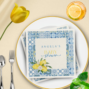 Elegante Lemon Mediterranean Baby Shower Serviette