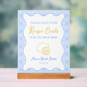 Elegante Lemon Rezept Karte Signieren für Brautpar Acrylschild