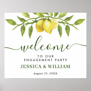 Elegante Lemons Grüne ENGAGEMENT PARTY Willkommen Poster