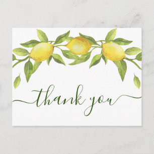 Elegante Lemons Watercolor Floral Wedding Vielen D Postkarte