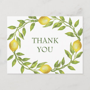 Elegante Lemons Watercolor Floral Wedding Vielen D Postkarte
