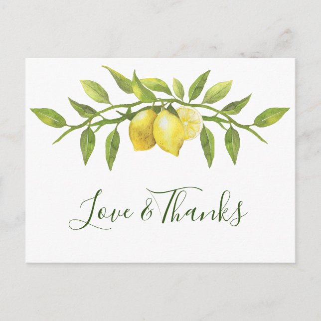 Elegante Lemons Watercolor Floral Wedding Vielen D Postkarte (Vorderseite)